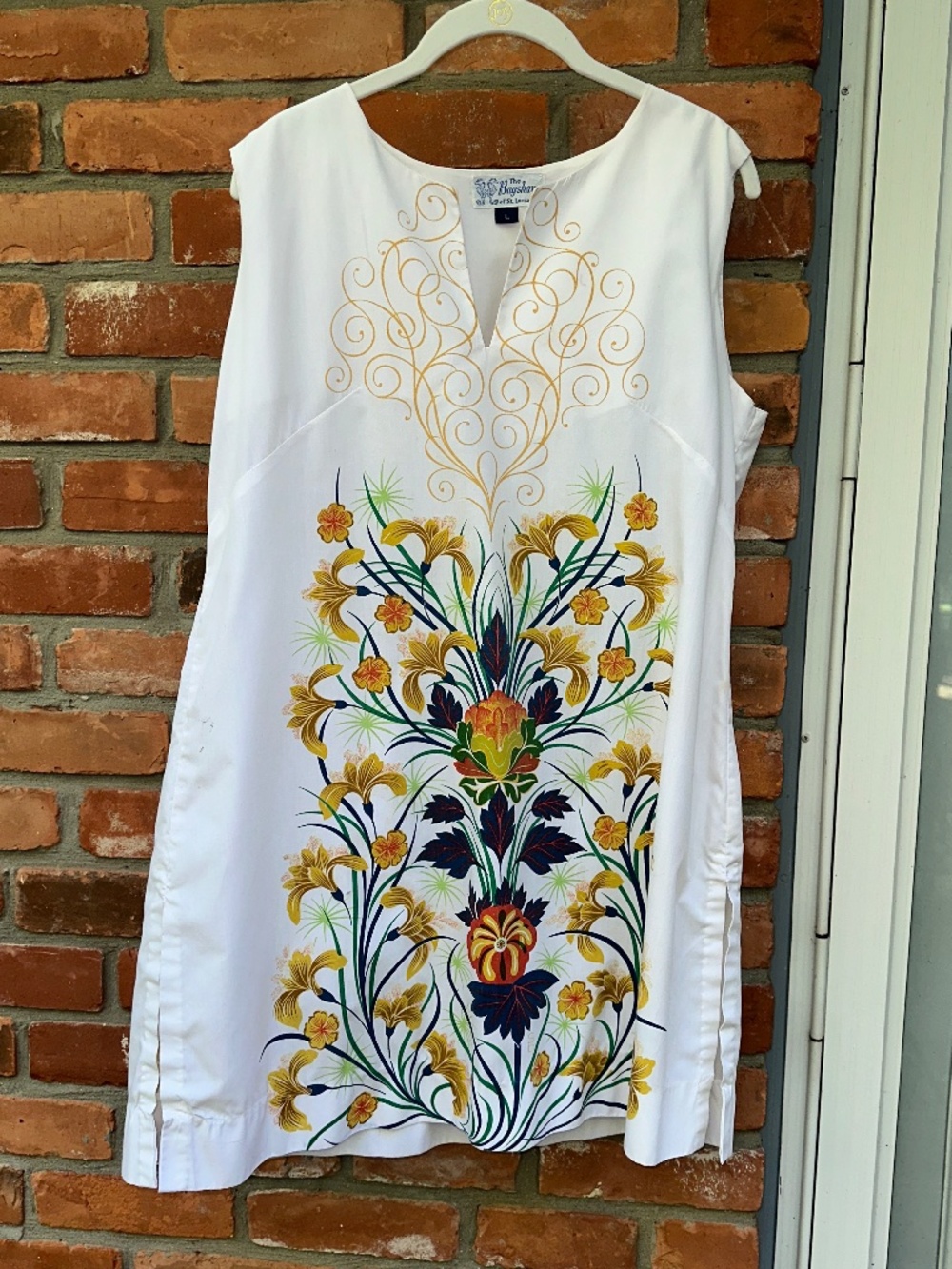 Vintage 1960/1970s Bagshaws of St. Lucia Hand Silk Screened Shift Dress Pristine